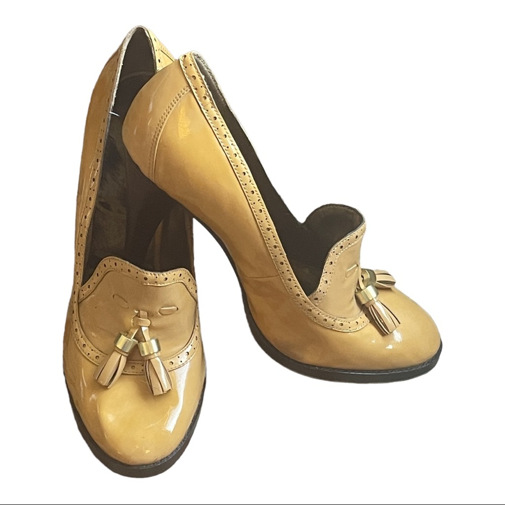 Sam Edelman Truman Platform Oxford Almond  Tassel Heels Wingtips
